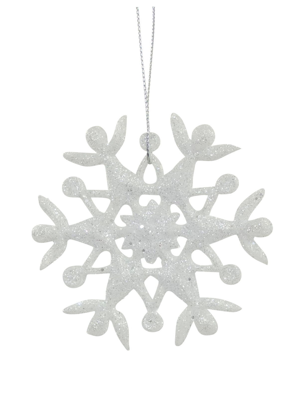 Frosted Glittered Snowflake Hanging Ornament - 90mm