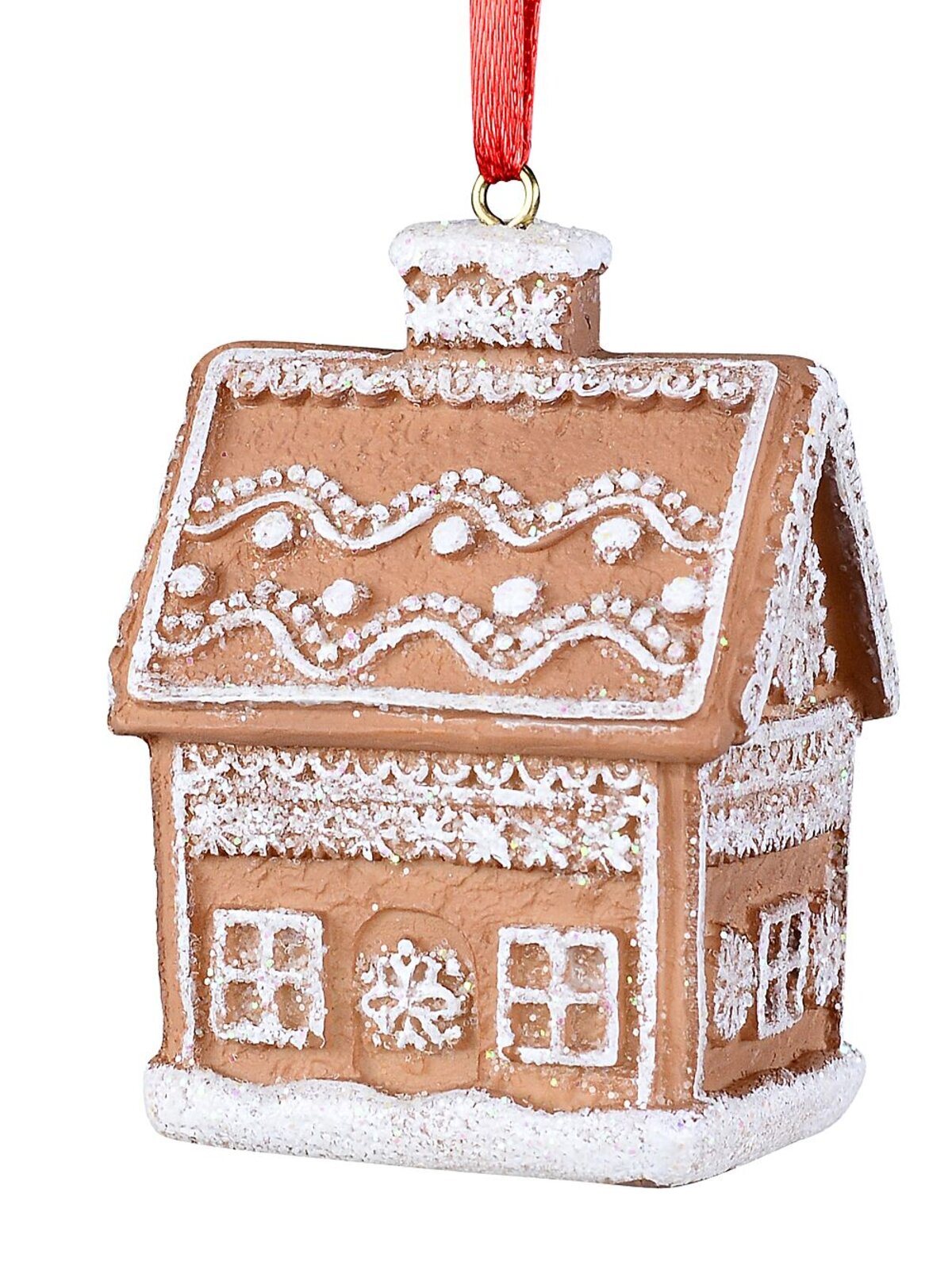 Frosted Resin 3D Gingerbread House Whimsical Essential Ornament | 70mm