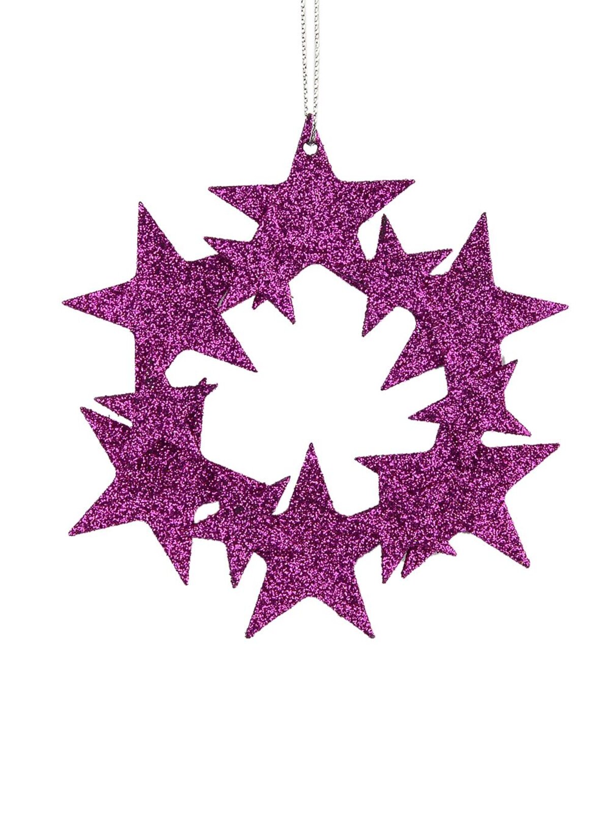 Fuchsia Glittered Star Wreath Hanging Decoration - 10cm
