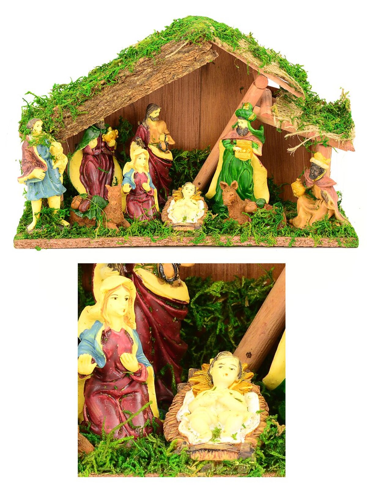 Full Stable Christmas Nativity Scene With Embedded Figurines - 30cm (stable)