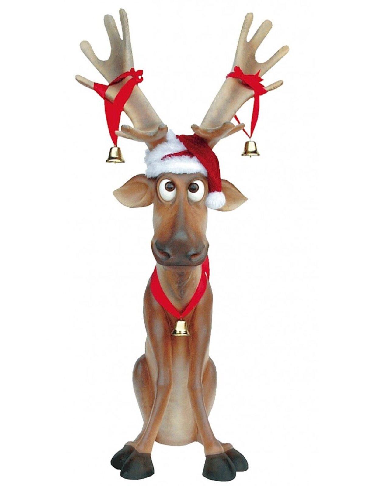 Funny Sitting Life Size Christmas Reindeer Resin Decor Ornament - 1.4m
