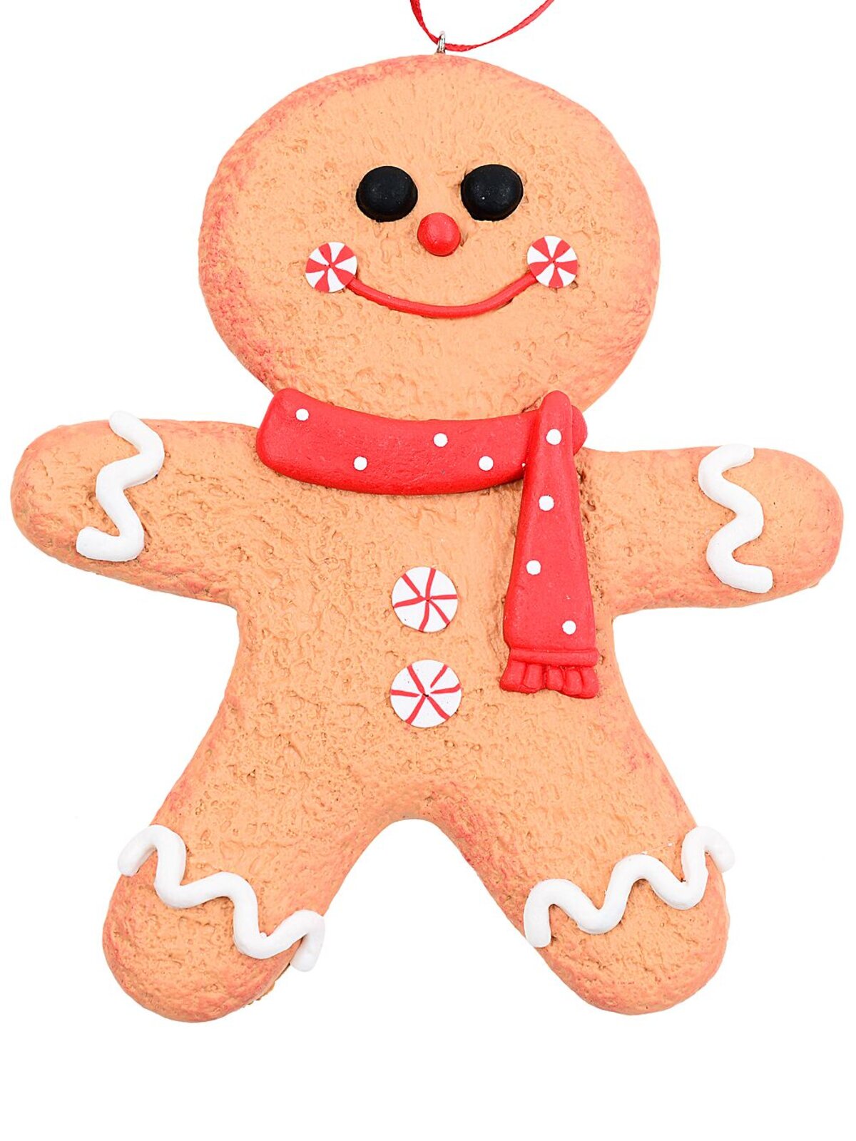 Gingerbread Man With Dotted Scarf Whimsical Essential Ornament | 13cm