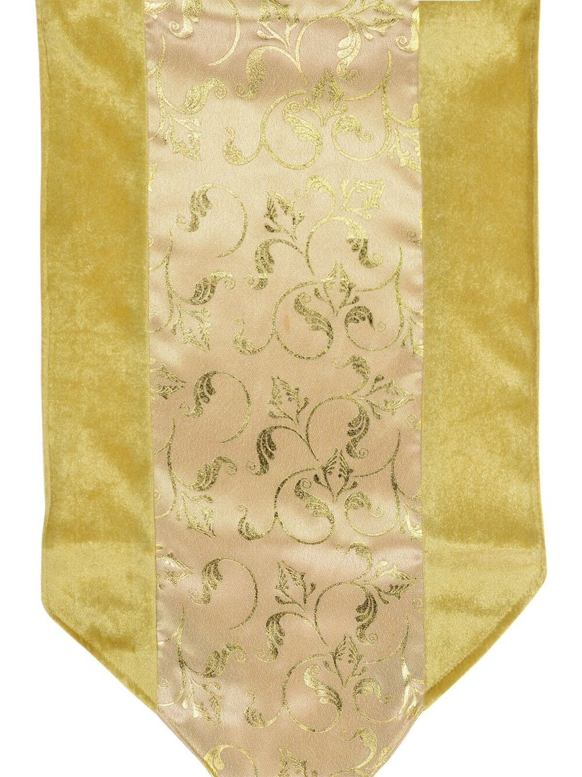 Gold Christmas Table Runner With Printed Organza Centre Panel - 1.8m