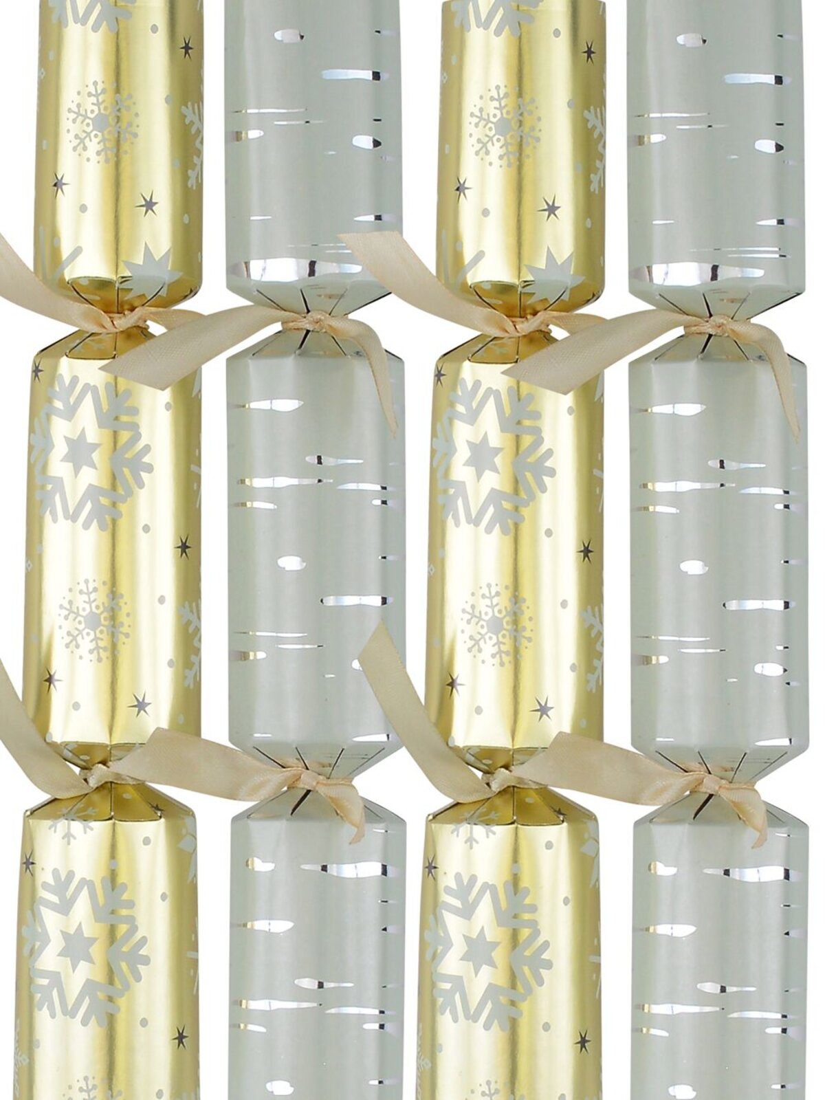Gold & Cream Winter Patterns Christmas Cracker Bon Bons - 12 x 25cm