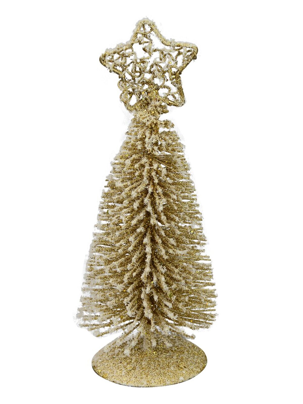 Gold Frosted Wire Tree Table Top Ornament - 15cm