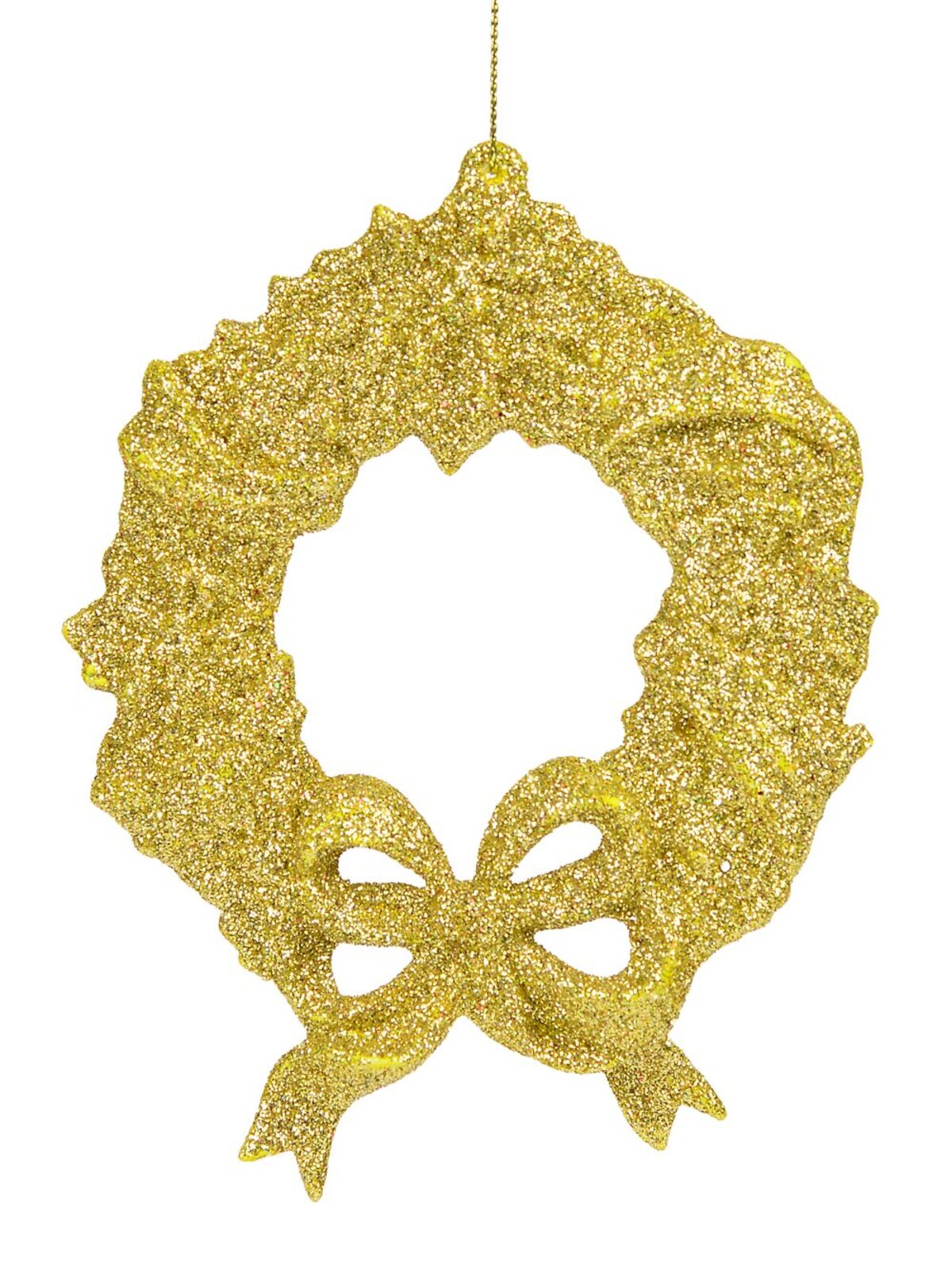 Gold Glitter Wreath Hanging Ornament - 12cm