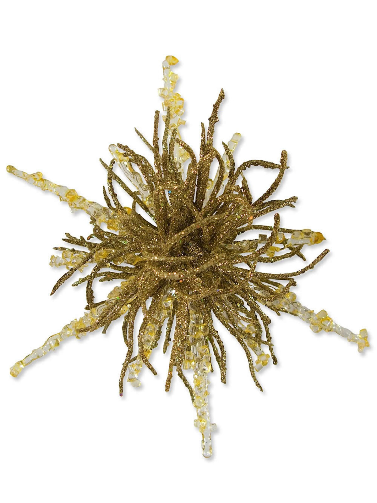 Gold Glittered Snowflake Hanging Ornament - 14cm