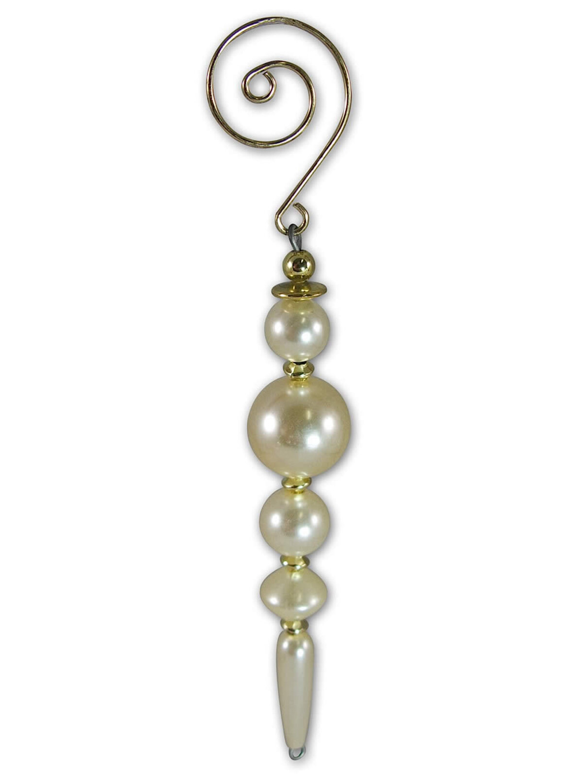 Gold & Ivory Beaded Icicle Drops - 6 x 14cm