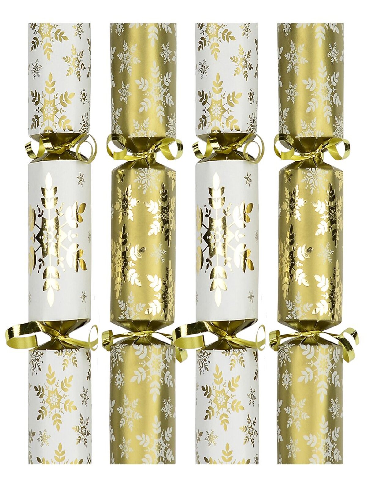 Gold & White With Gold & White Snowflakes Bon Bons - 6 x 22cm