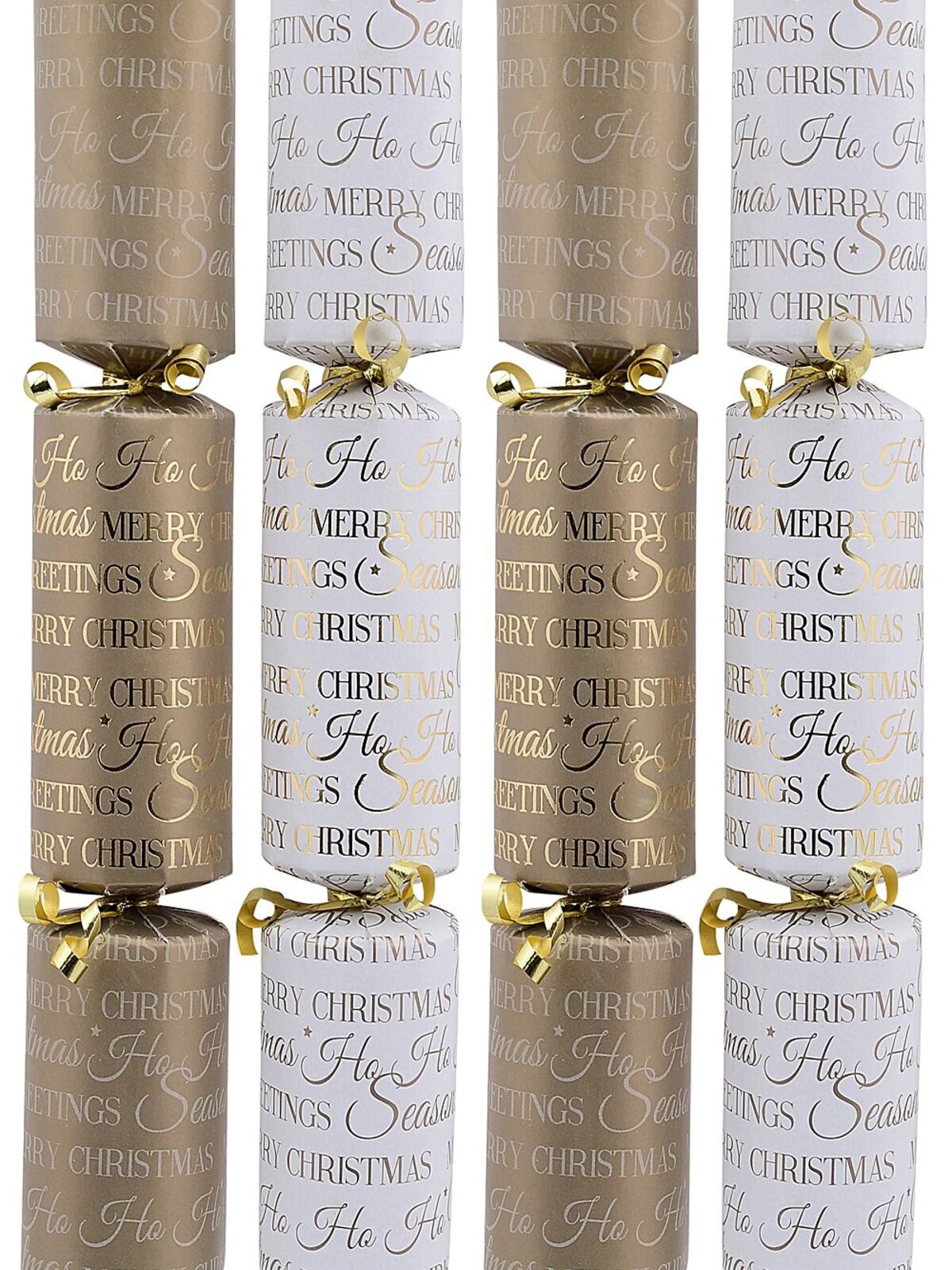 Gold & White With Shiny Gold Font Christmas Cracker Bon Bons - 4 x 29cm