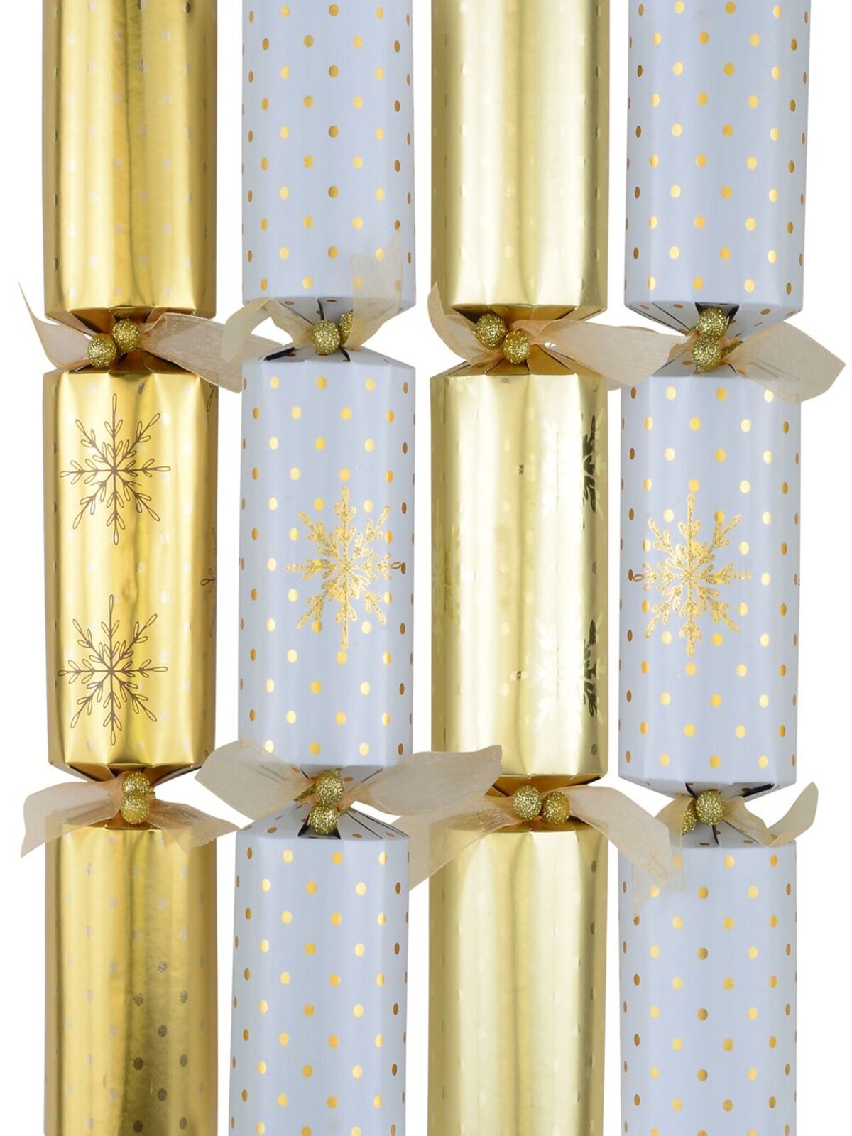 Gold & White With Snowflakes & Dots Christmas Cracker Bon Bons - 6 x 36cm