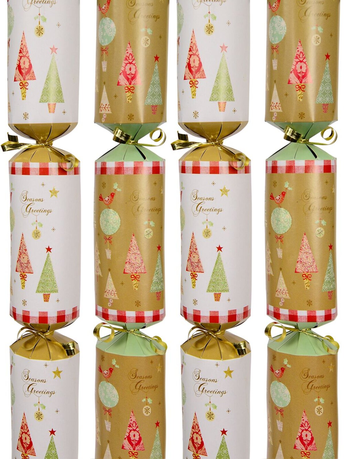 Gold & White With Trees, Birds & Decorations Bon Bons - 40cm x 6 Pack