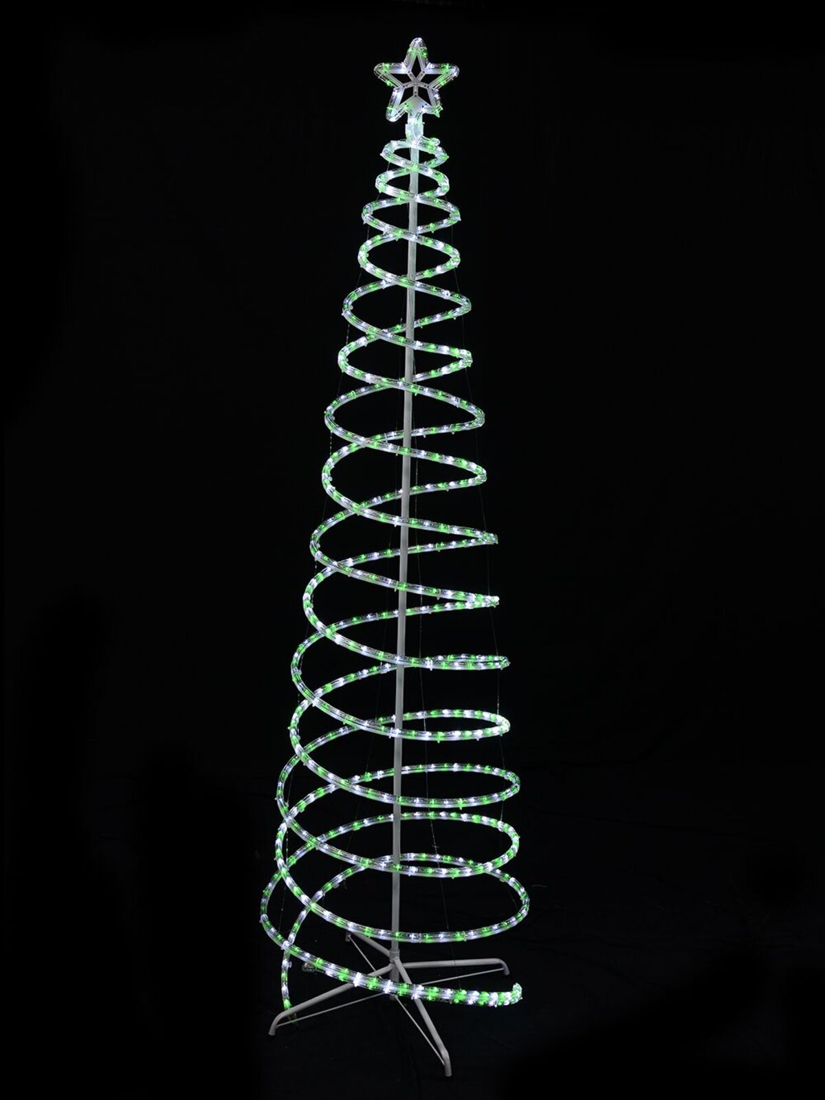 Green & Cool White 3D Spiral Rope Light Tree - 2.1m
