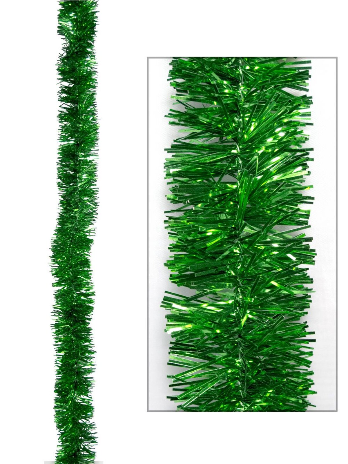 Green Metallic 6ply Tinsel Garland - 50mm x 5m