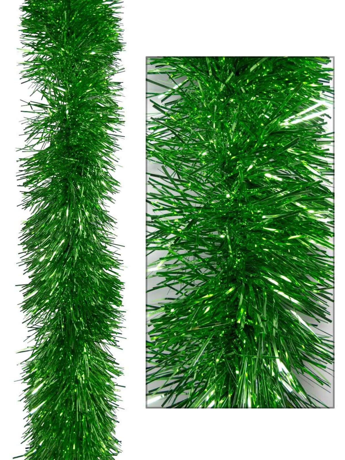 Green Metallic 8ply Tinsel Garland - 15cm x 5.5m