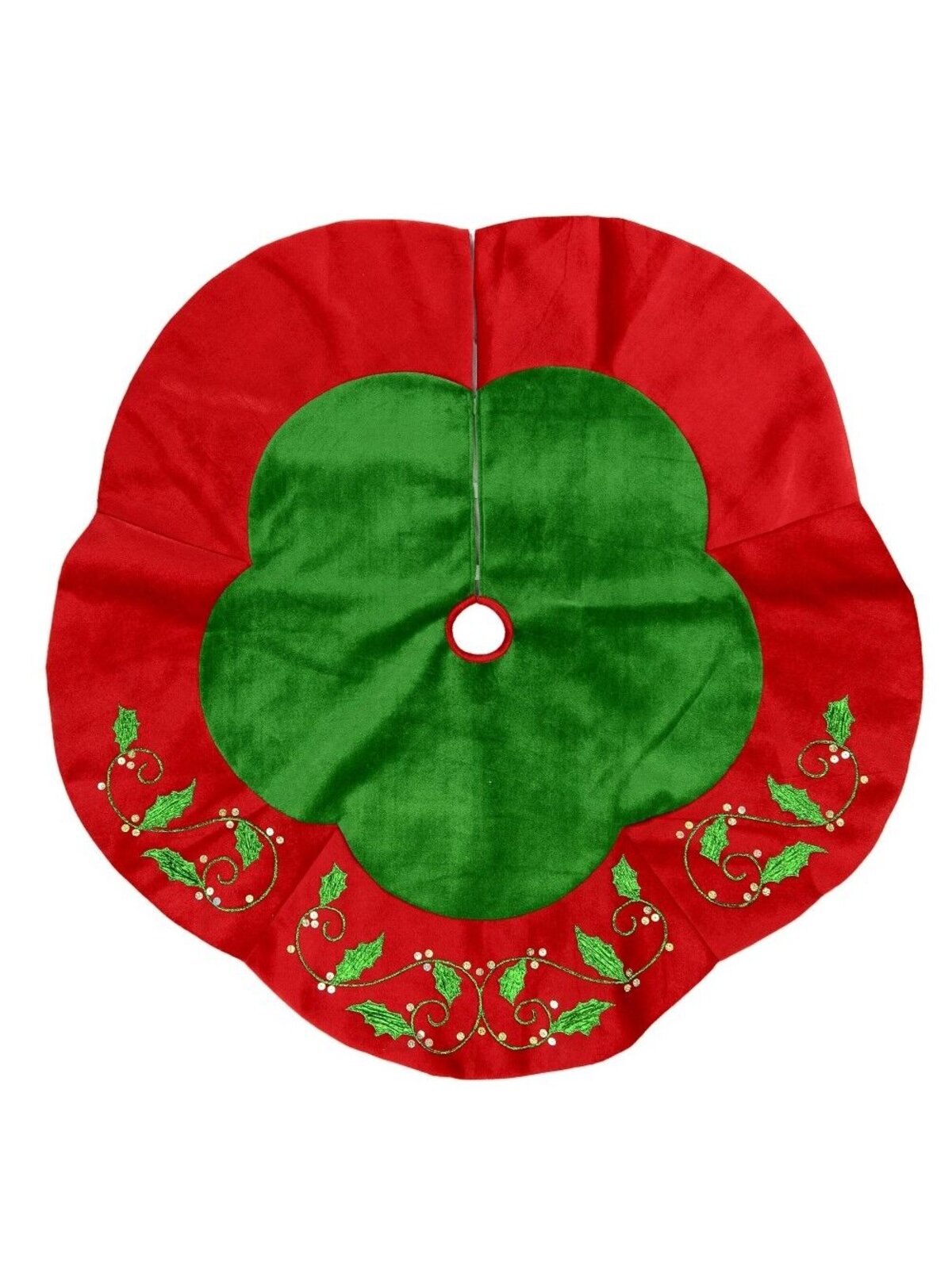 Holly Leaf Design Scallop Tree Skirt - 1.2m