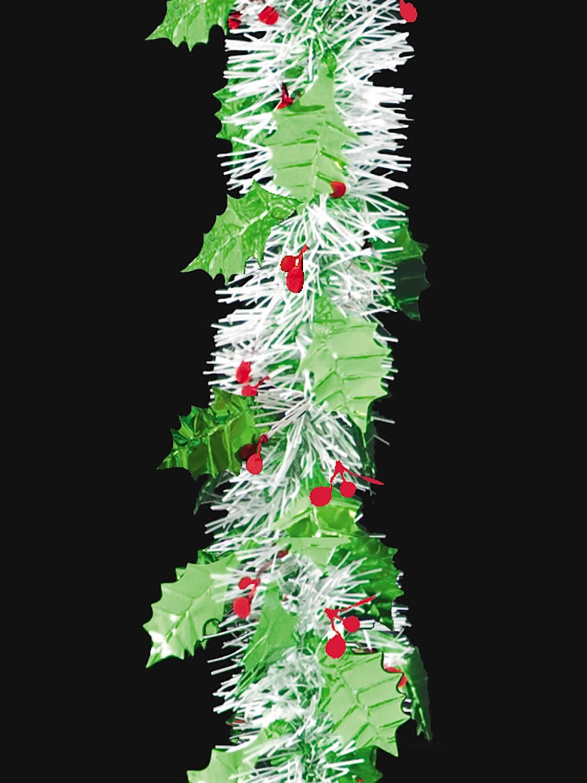 Holly Leaves Christmas Tinsel Garland - 2.7m
