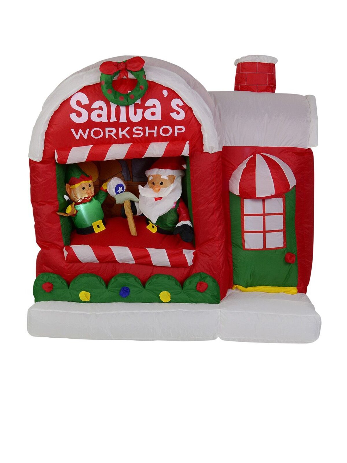 Inflatable & Illuminated Santa's Workshop With Christmas Elf - 1.5m