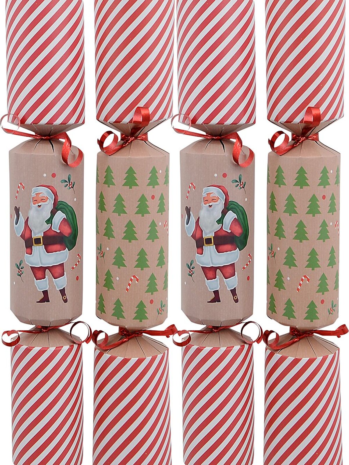 Jolly Santa & Christmas Trees On Brown Christmas Cracker Bon Bons - 12 x 29cm