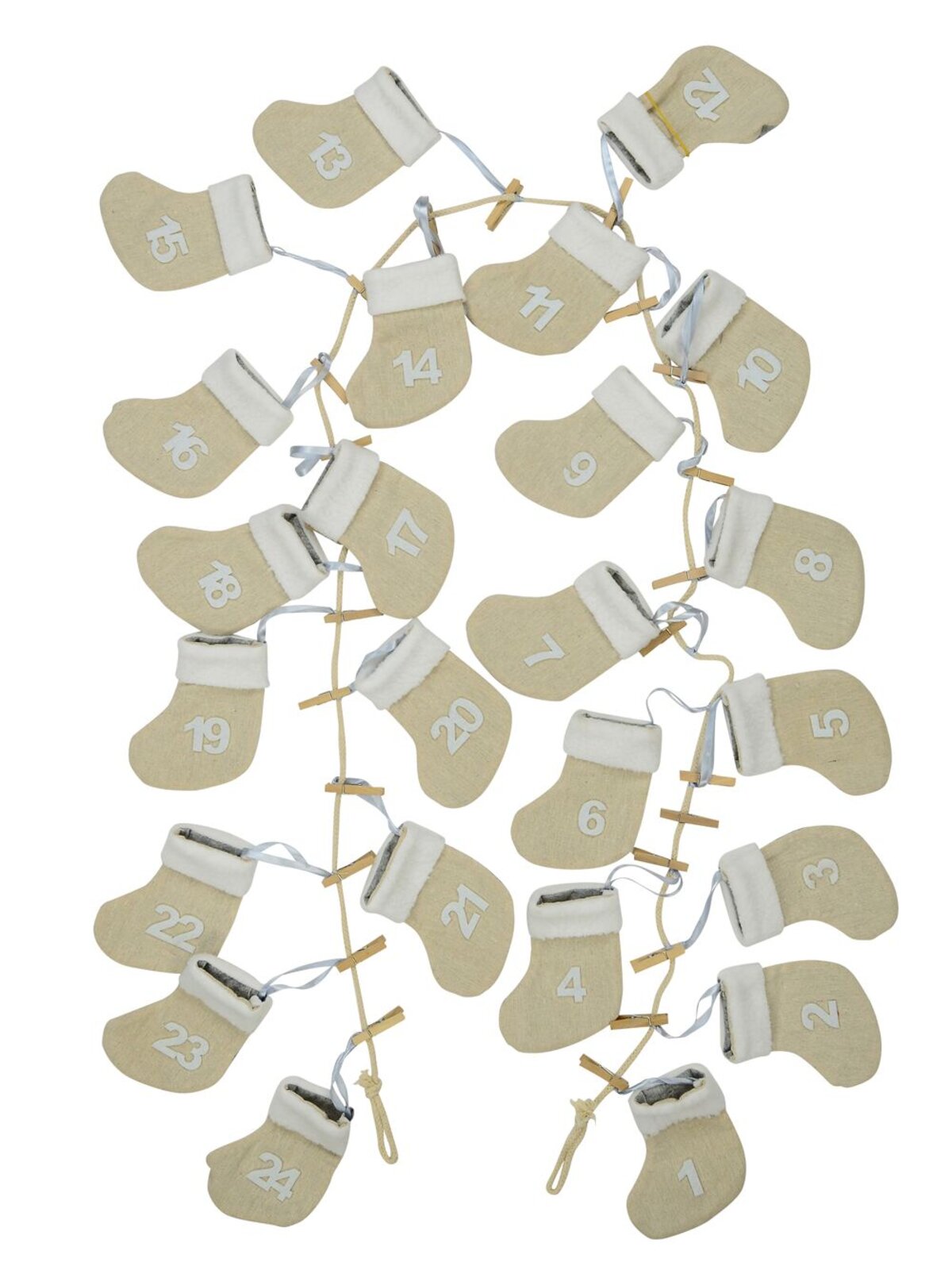 Jute Mini Stocking Christmas Advent Calendar Clothesline String - 1.7m