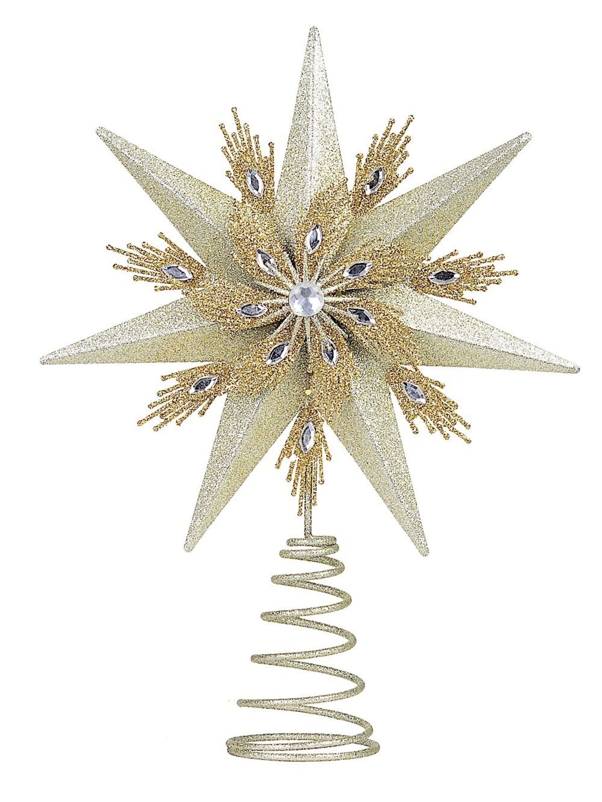 Large Champagne & Gold Glitter Layered Christmas Tree Topper | 33cm
