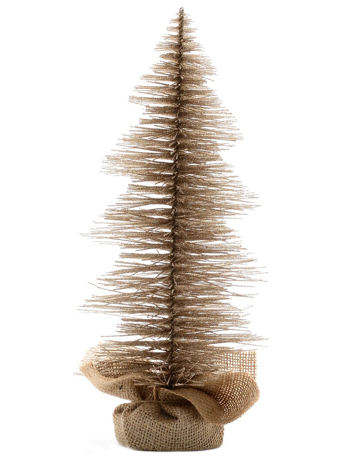 Large Glittered Champagne Spiral Pine Needle Christmas Table Top Tree - 30cm