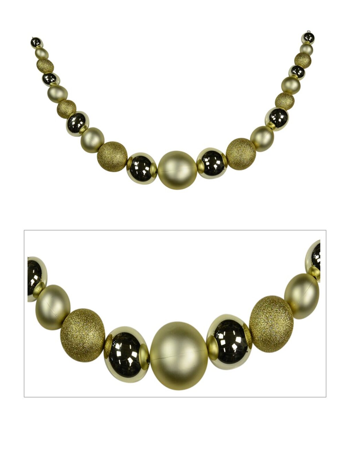 Large Gold & Champagne Bauble Swag Garland - 1.8m