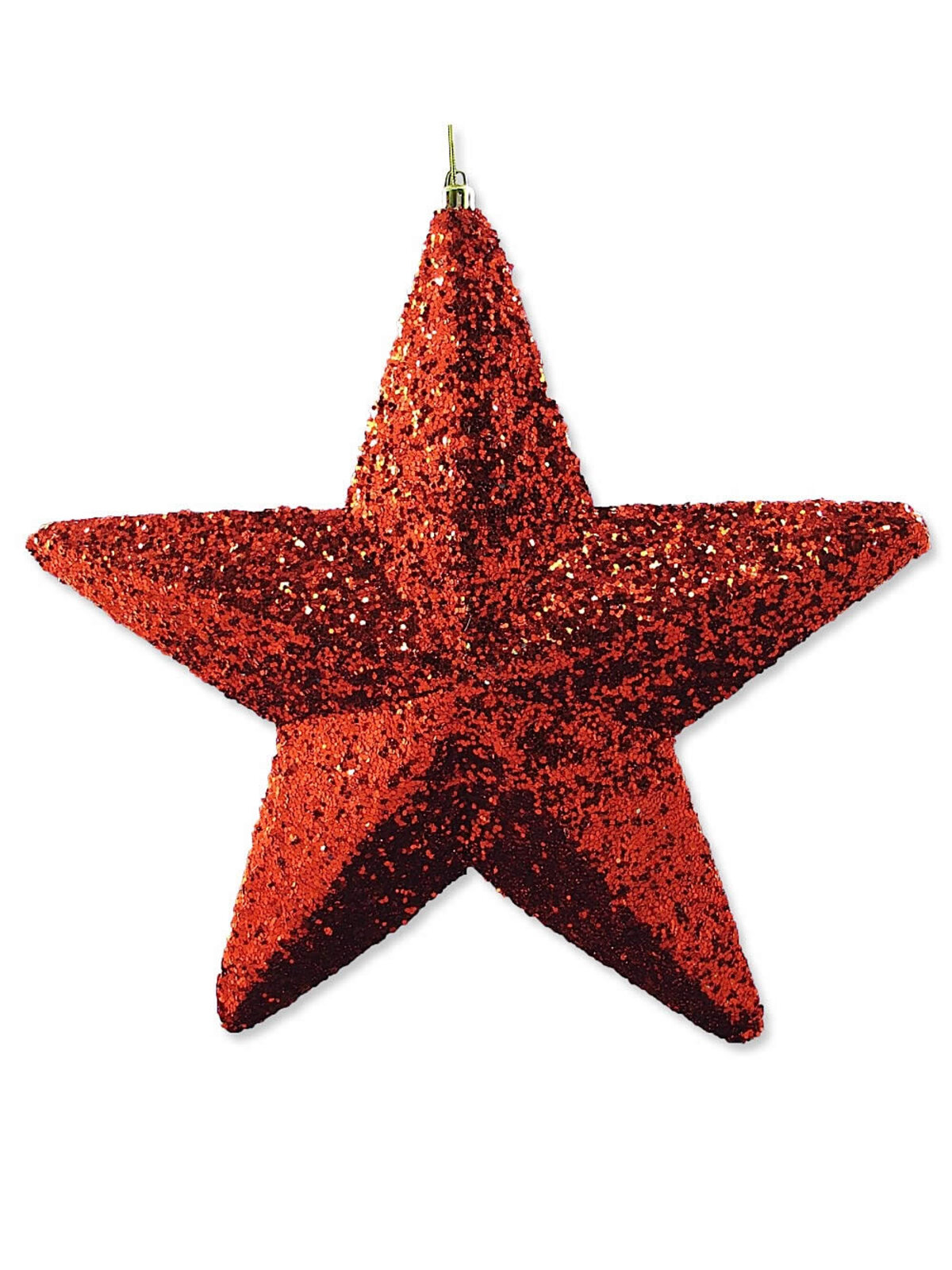 Large Red Glittered 3D Star Decoration - 30cm