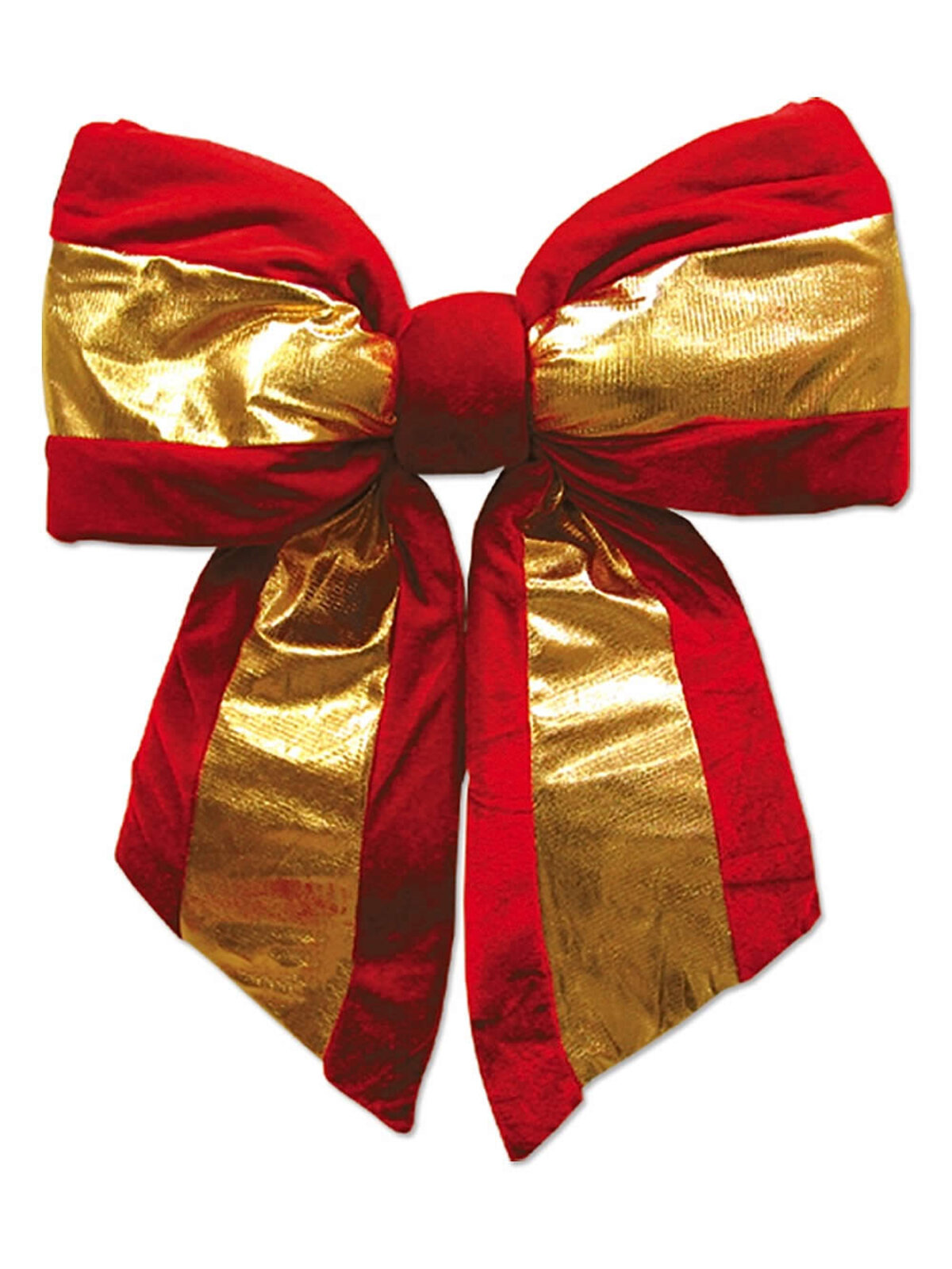 Large Red Velvet Bow With Shiny Gold Stripe Display Decoration - 45cm
