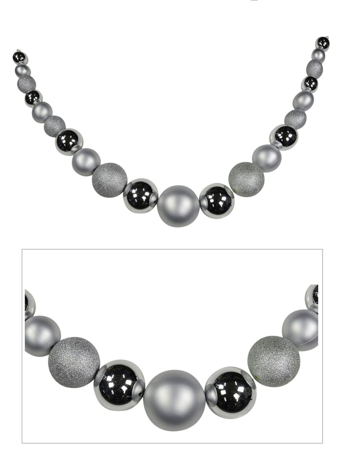 Large Silver Bauble Swag Garland - 1.8m