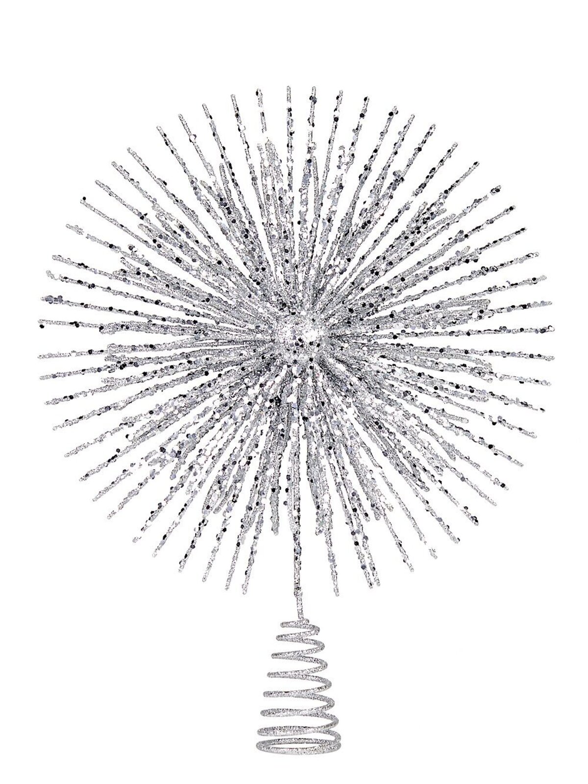 Large Silver Glitter Starburst Christmas Tree Topper | 38cm