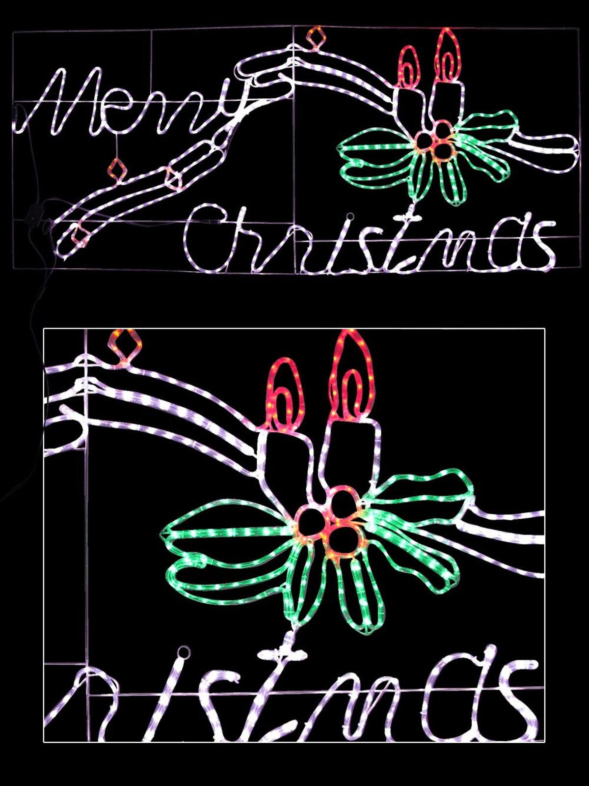 Merry Christmas & Candle LED Rope Light Silhouette - 2.3m