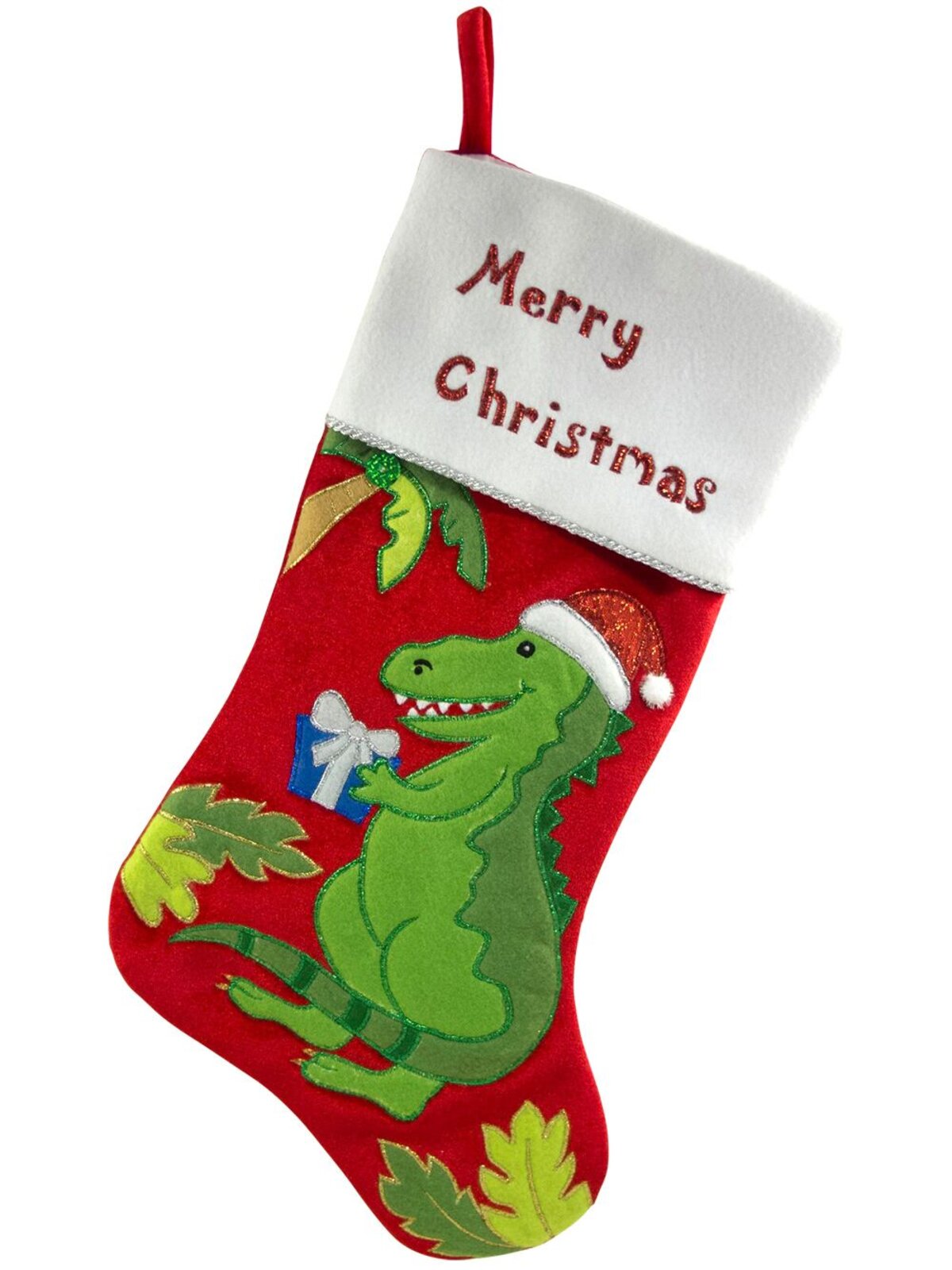 Merry Christmas Dinosaur Stocking - 48cm