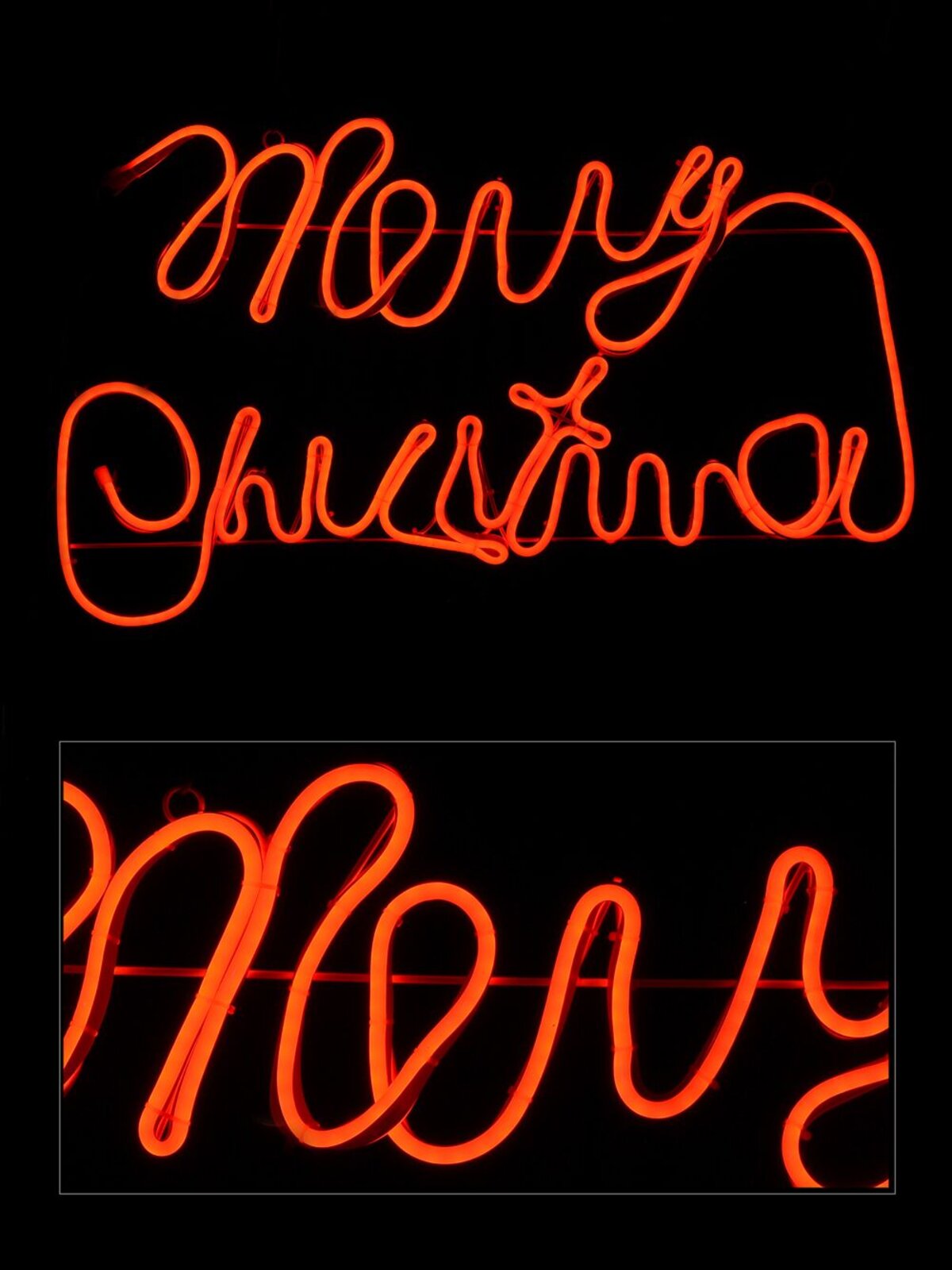 Merry Christmas Red Neon Rope Light Silhouette - 75cm