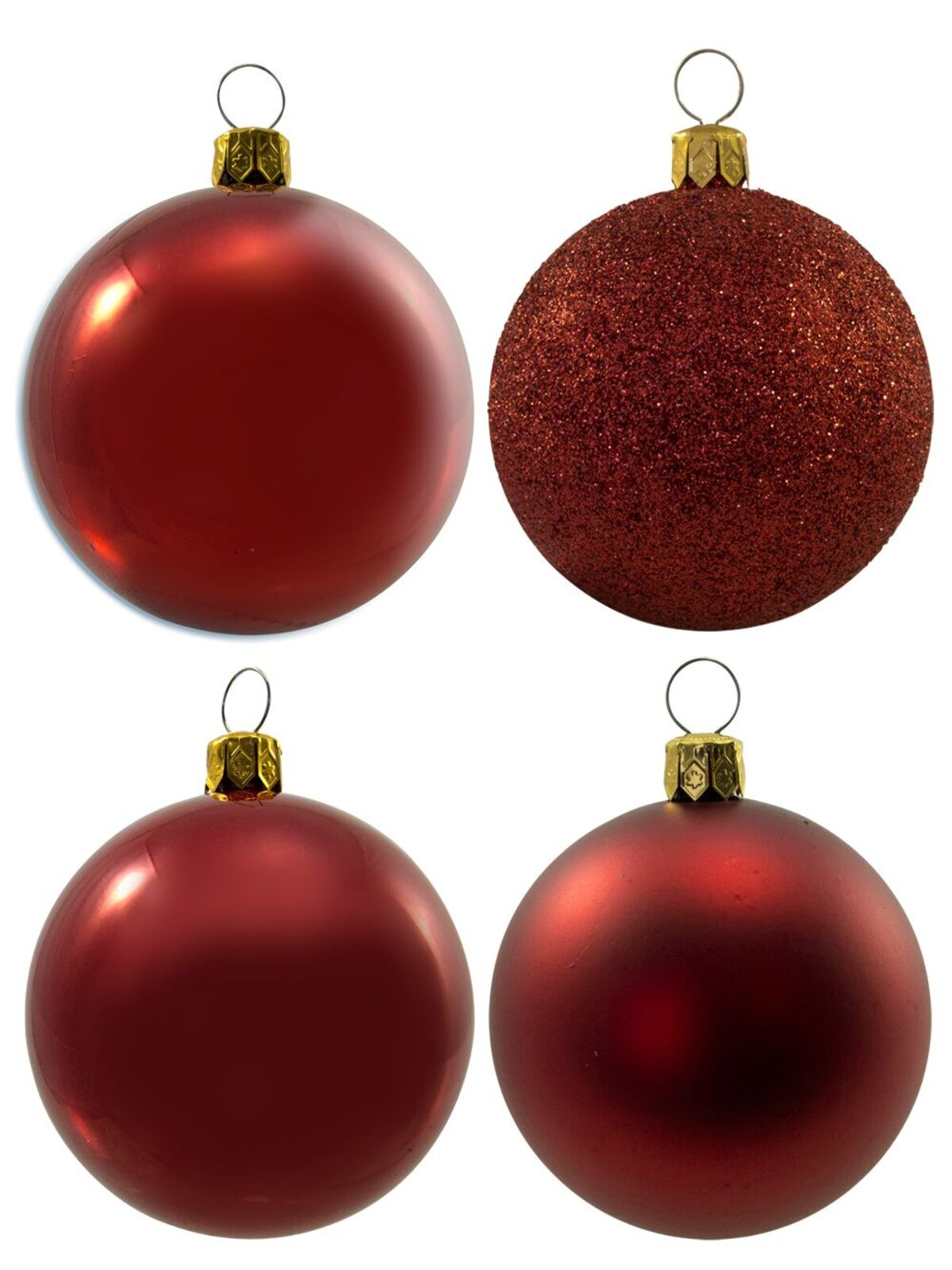 Metallic, Matte, Glitter & Pearl Red Baubles - 16 x 60mm