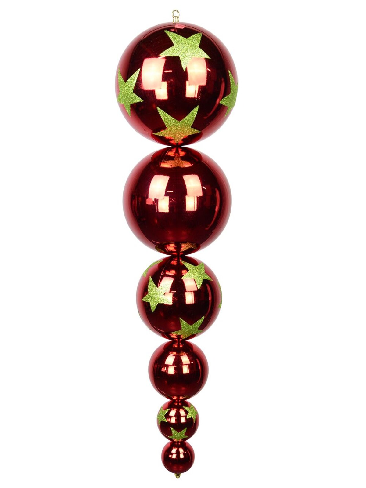 Metallic Ruby Red With Lime Green Stars Large Finial Display Decoration - 1m
