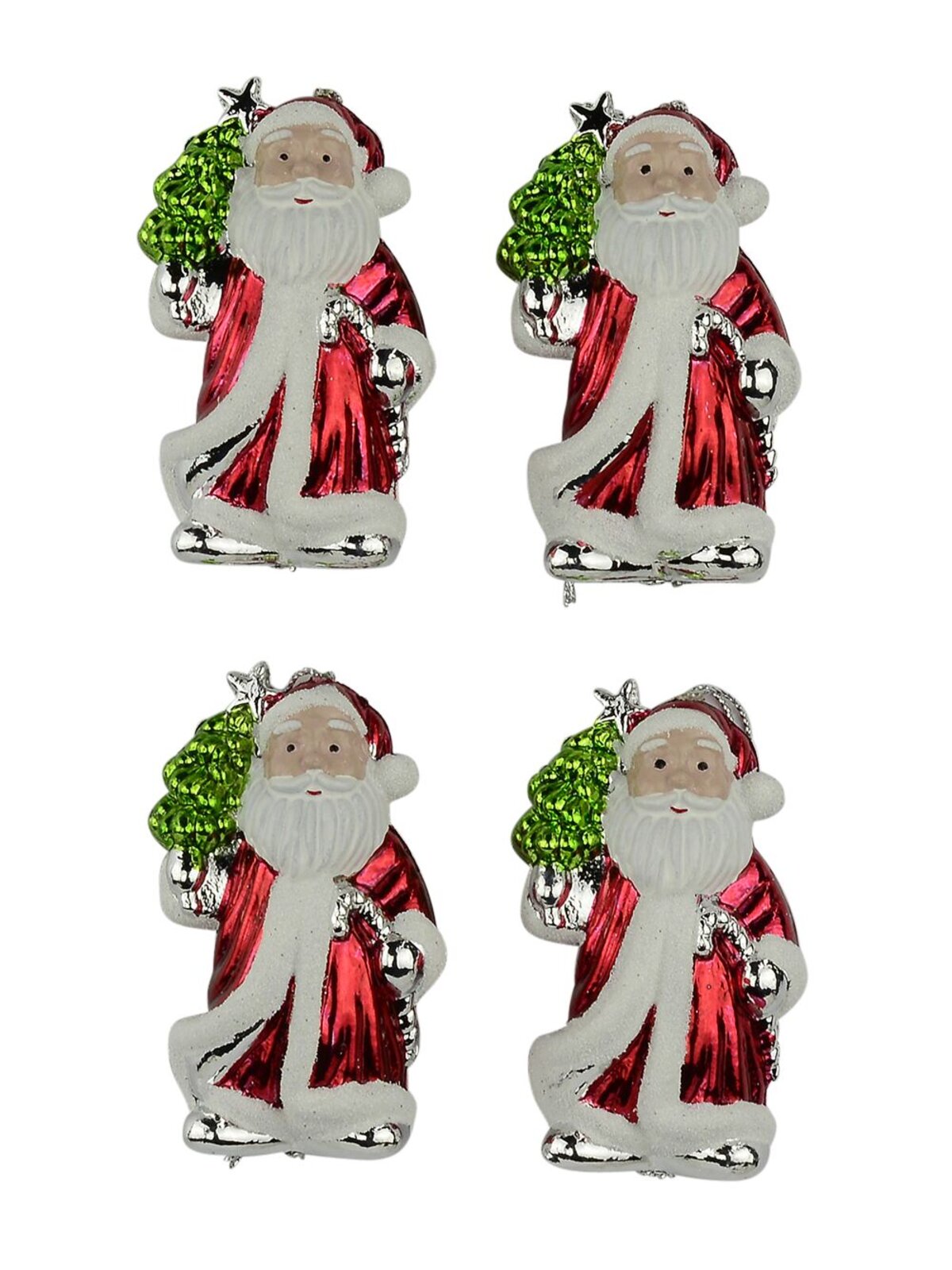 Metallic Santa Hanging Decorations - 4 x 90mm