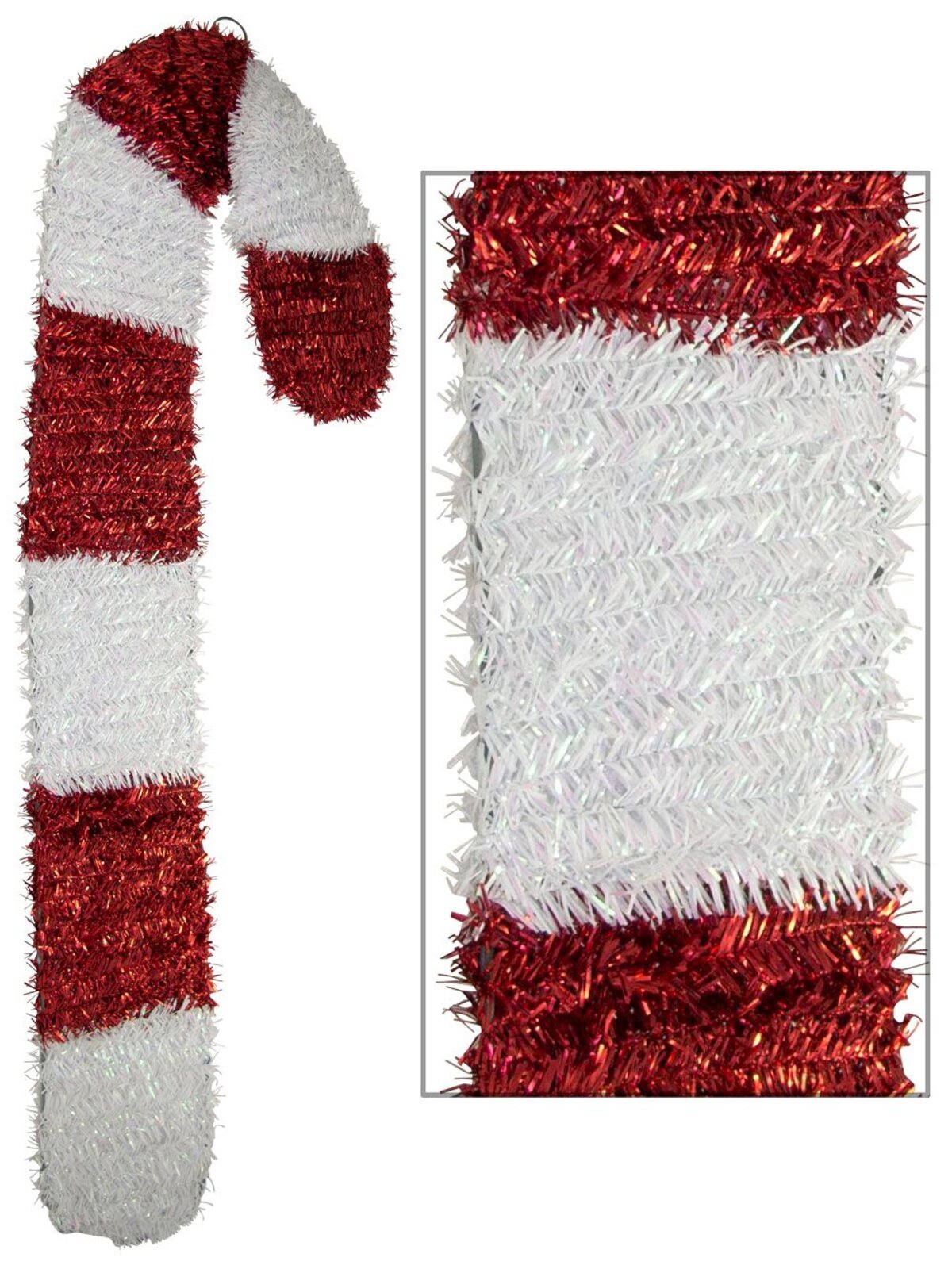 Metallic Tinsel Candy Cane Hanging Decoration - 92cm