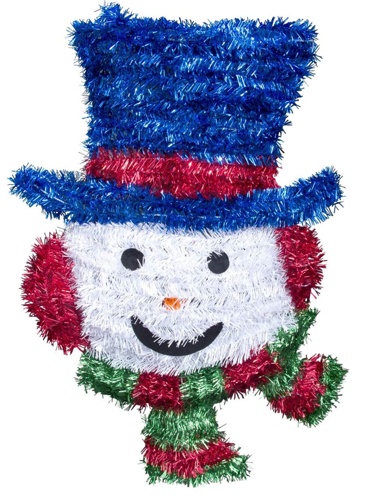 Metallic Tinsel Snowman Head Hanging Decoration - 83cm