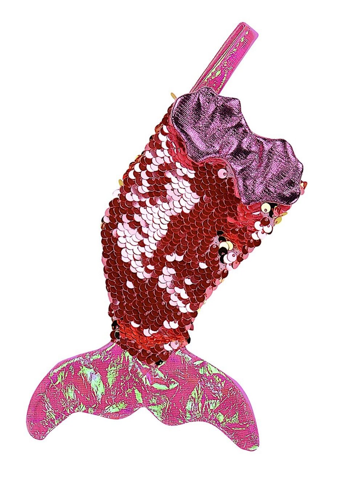 Mini Mermaid Tail With Pink Sequins Christmas Stockings - 3 x 20cm