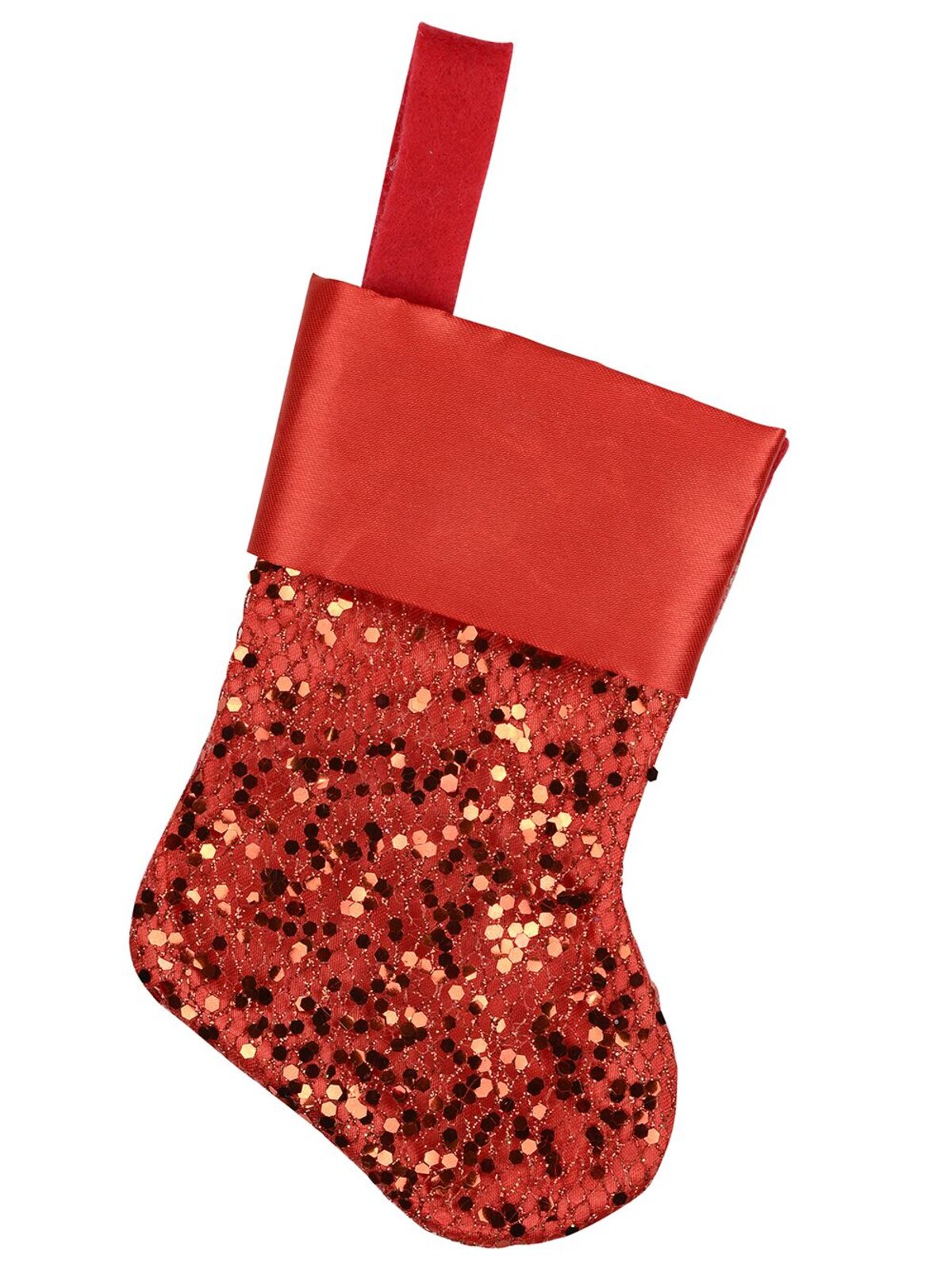 Mini Red Sequin Christmas Stocking Decorations - 6 x 15cm