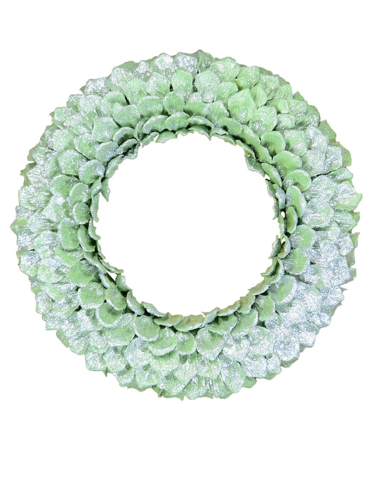 Mint Green Glittered Pine Cone Petal Christmas Wreath - 30cm