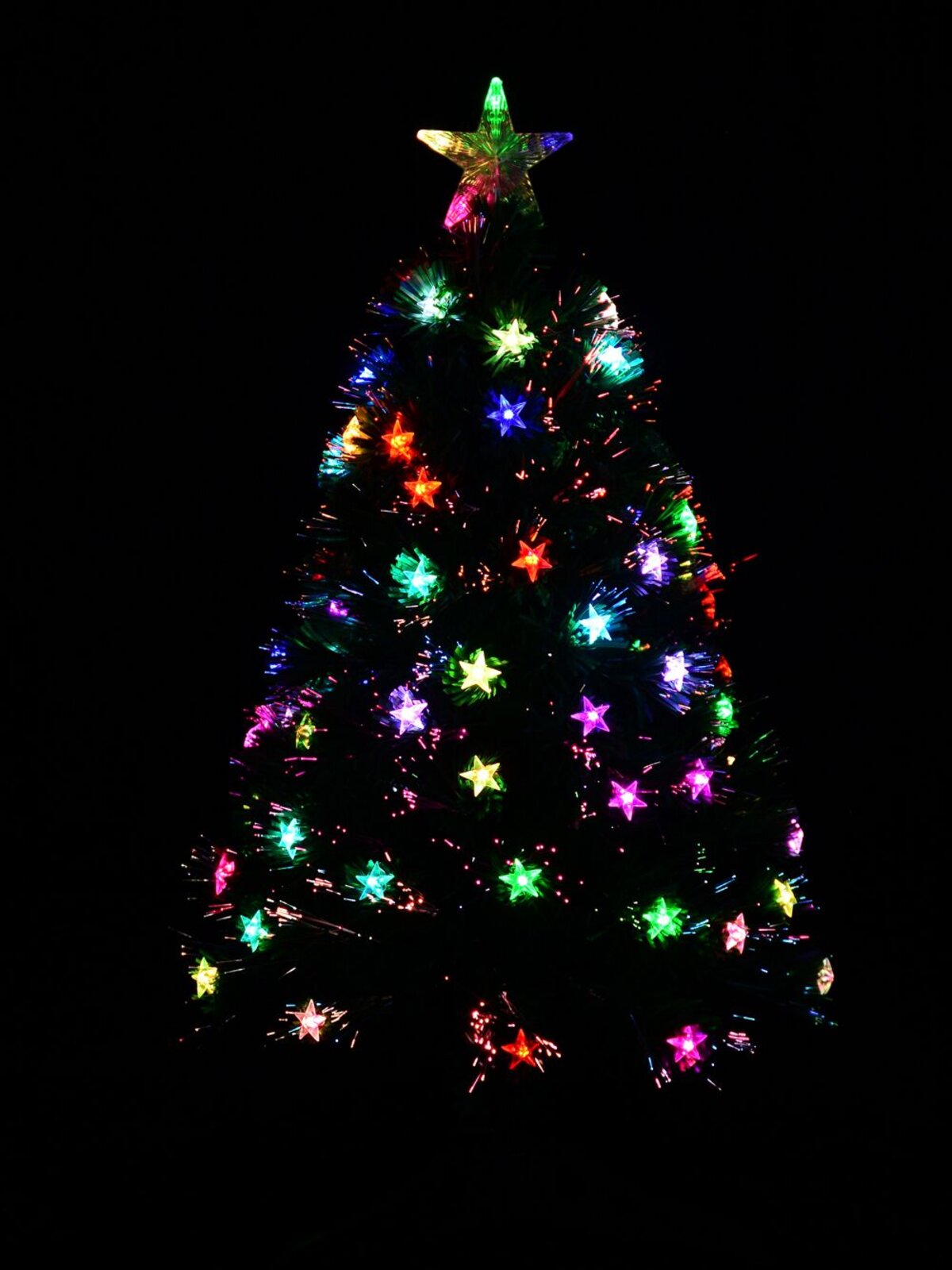 Multi Colour Fibre Optic Christmas Tree With 85 Tips & LED Stars - 90cm