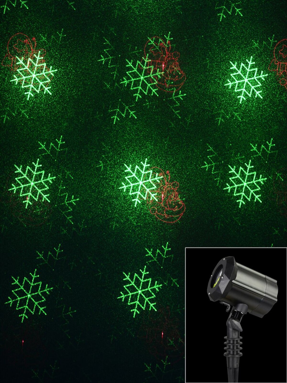 Multi Point Red & Green Christmas Pattern Garden Laser Light - 12m x 12m