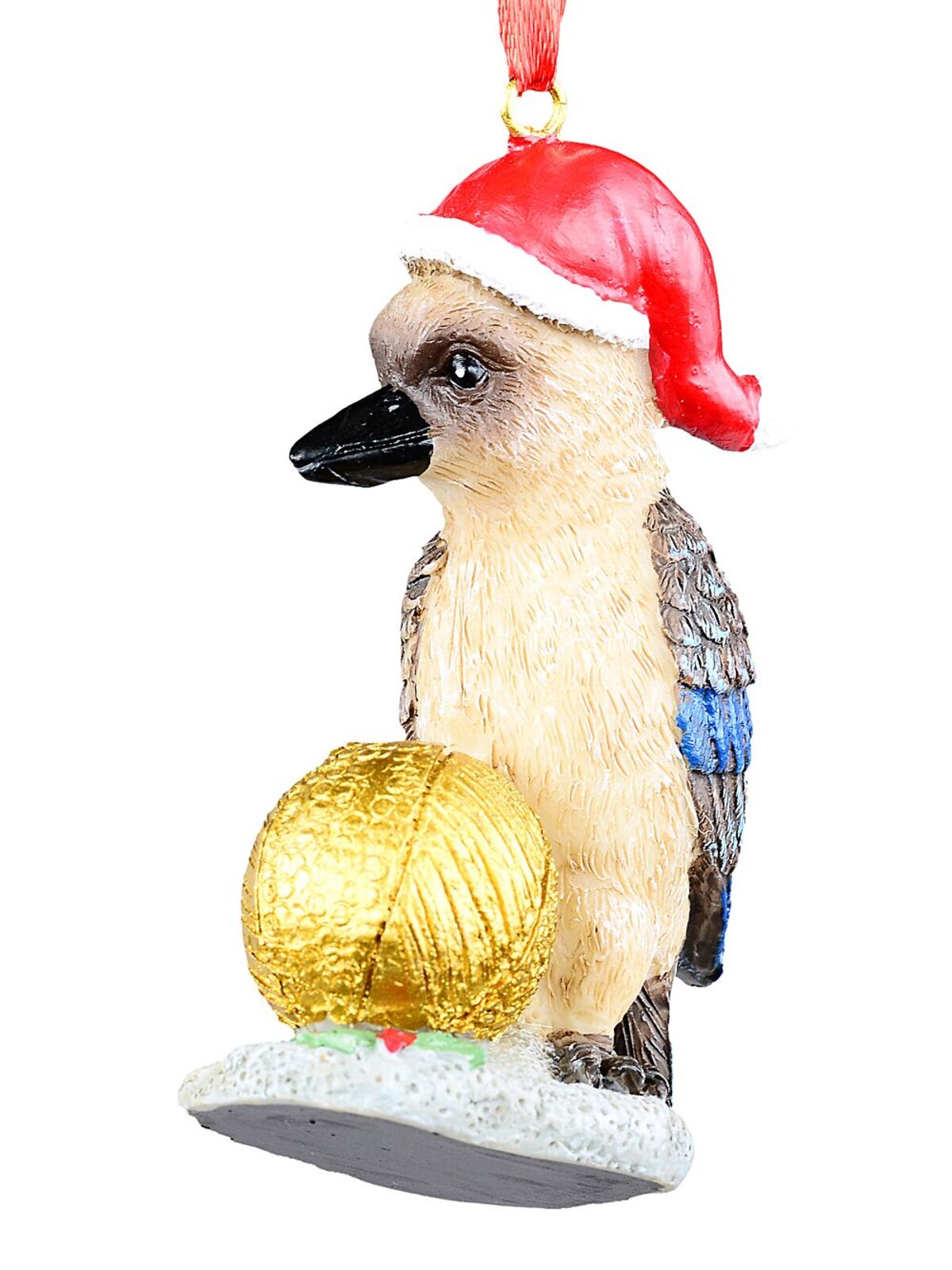 Native Kookaburra With Gold Bauble Whimsical Essential Ornament | 75mm