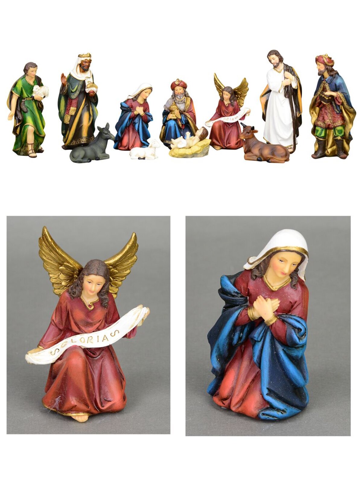 Nativity Scene Figurines With Mary, Joseph, Jesus & 3 Wise Men - 11 Piece Set
