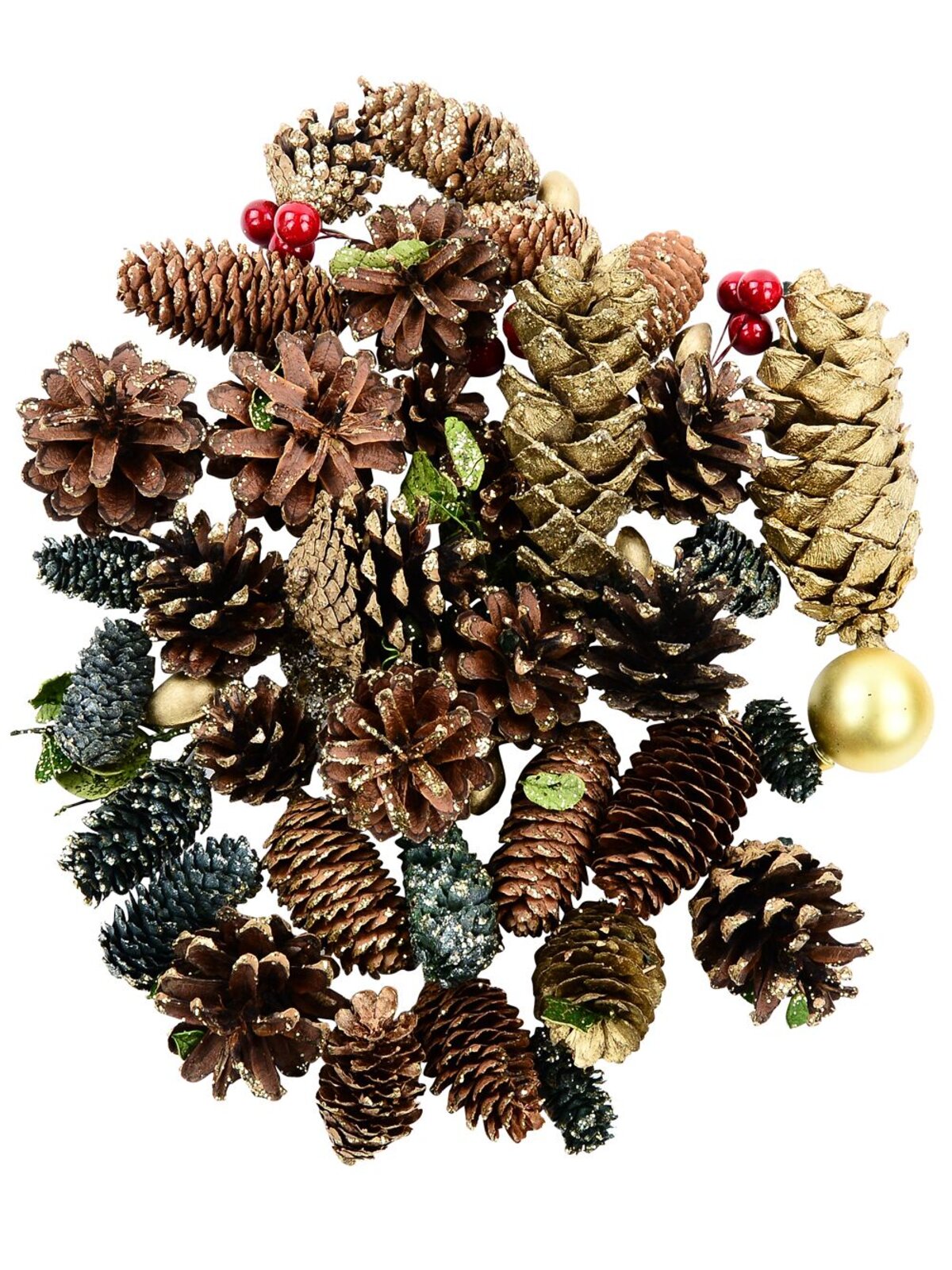 Natural Gold & Green Pinecone, Berry & Foliage Mix | 300g