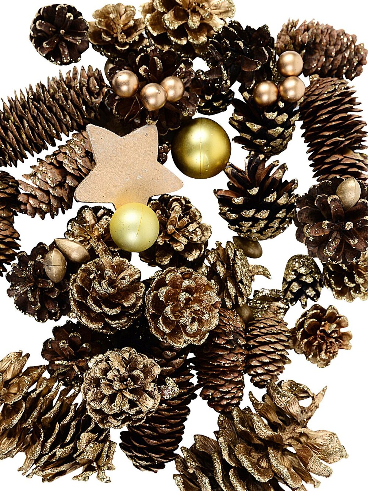 Natural Gold Pinecone, Star & Bauble Mix | 300g