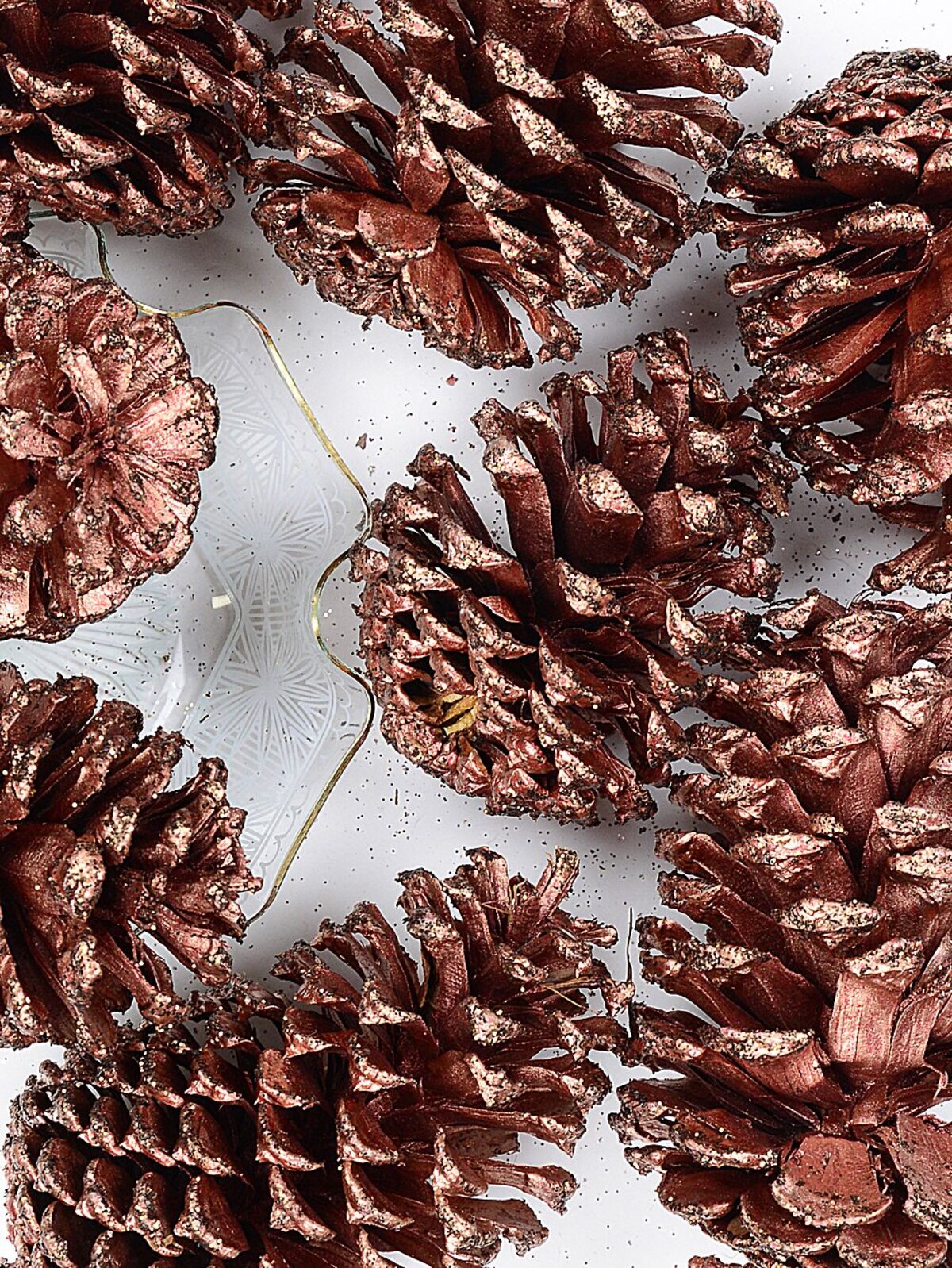 Natural Large Copper Glittered Pinecones | 200g