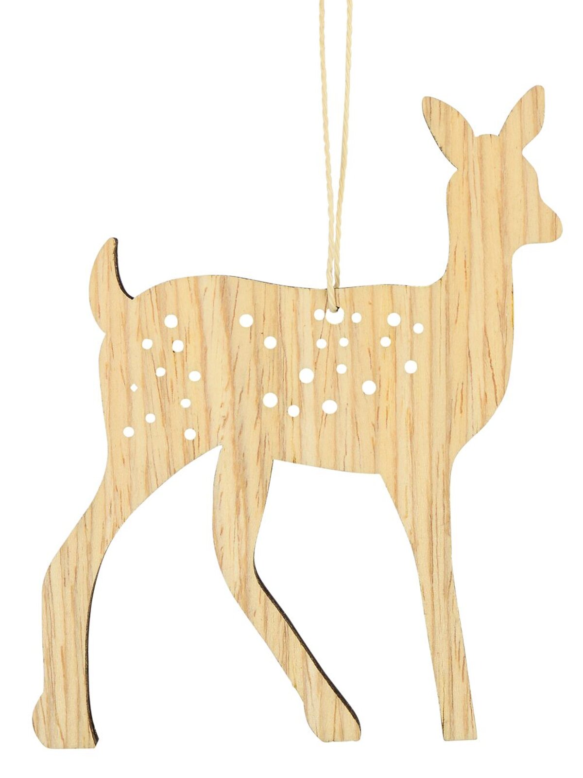 Natural Wood 2D Reindeer Hanging Decoration - 10cm